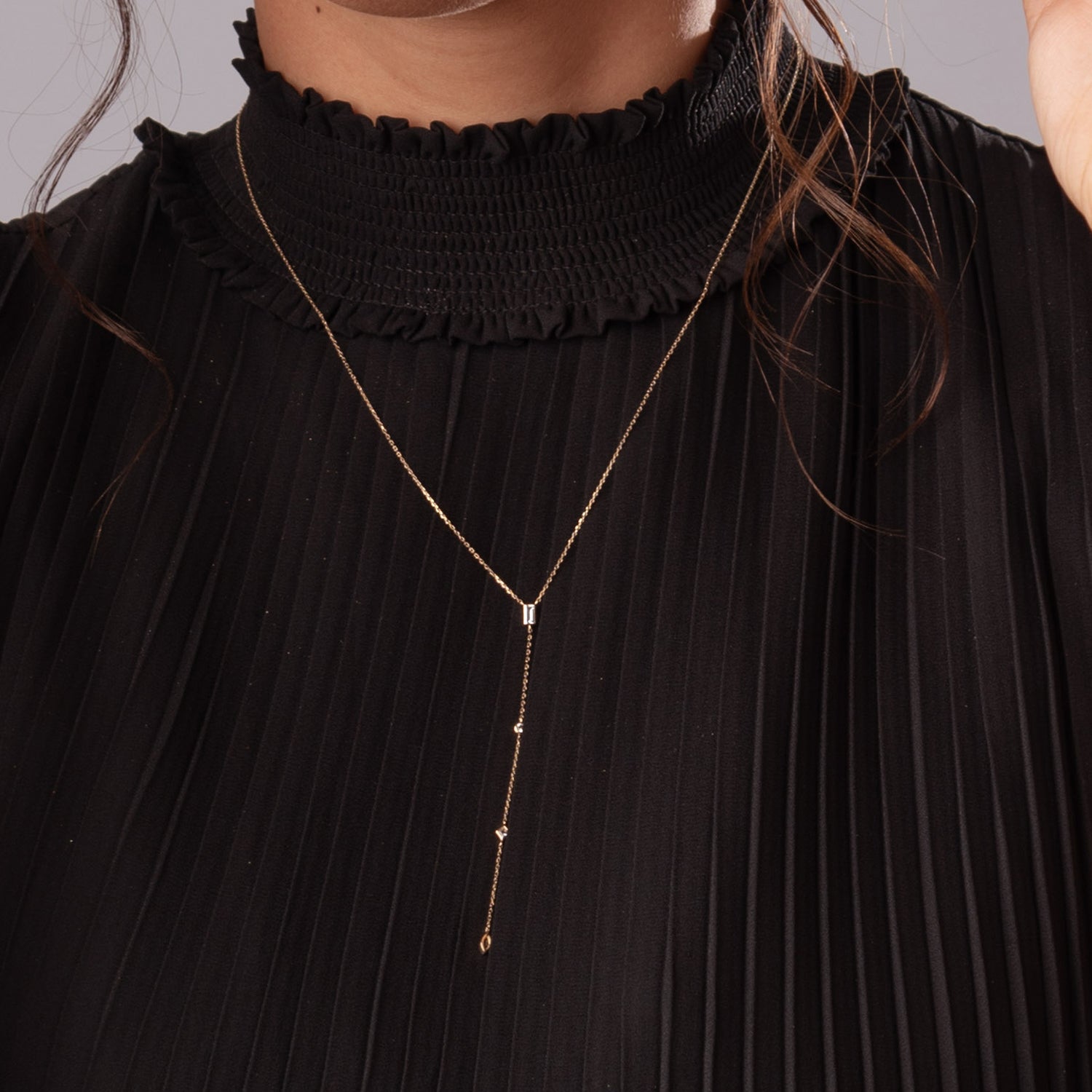 Topazu Gold Lariat Necklace